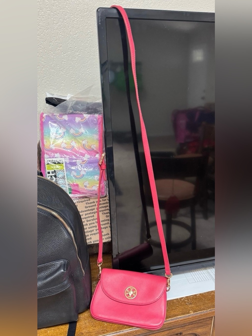 Tory Burch Robinson Leather Turnlock Crossbody Pink Bag
